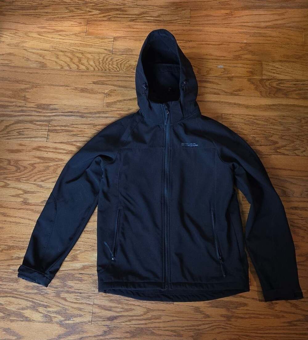 Mountain Warehouse Black Exodus Men's Showerproof Softshell Hooded Jacket Size S
